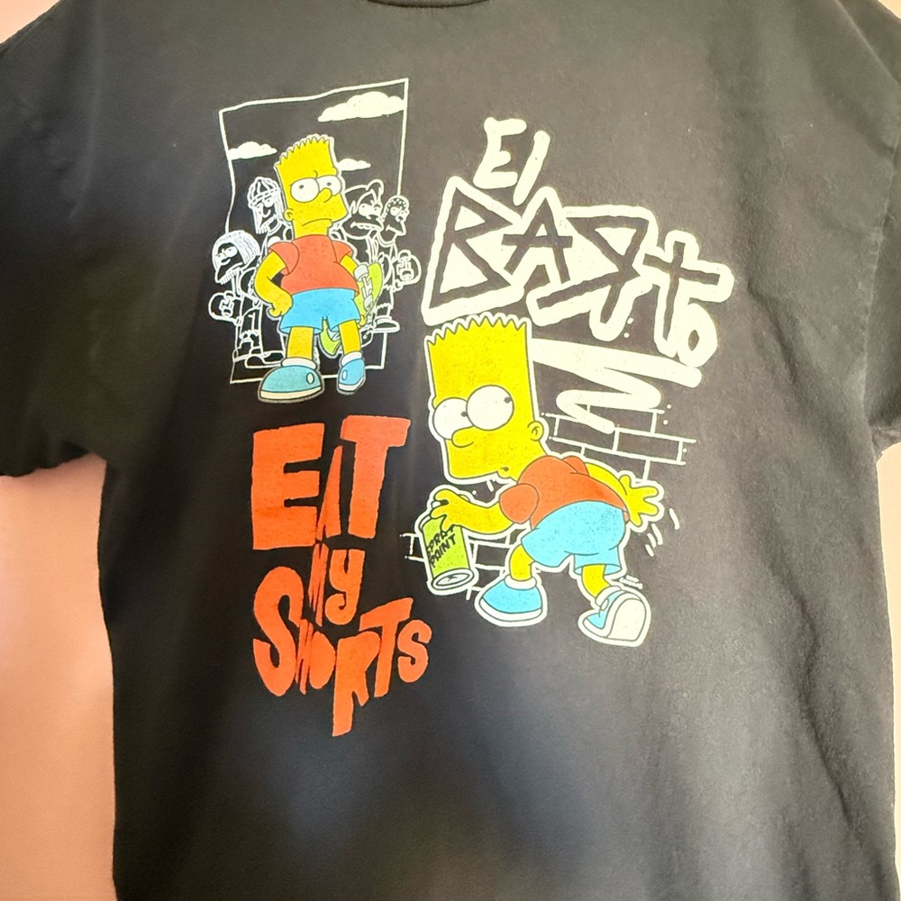 Vintage the simpson eat my shorts el barto black T-Shirt, Men XL.